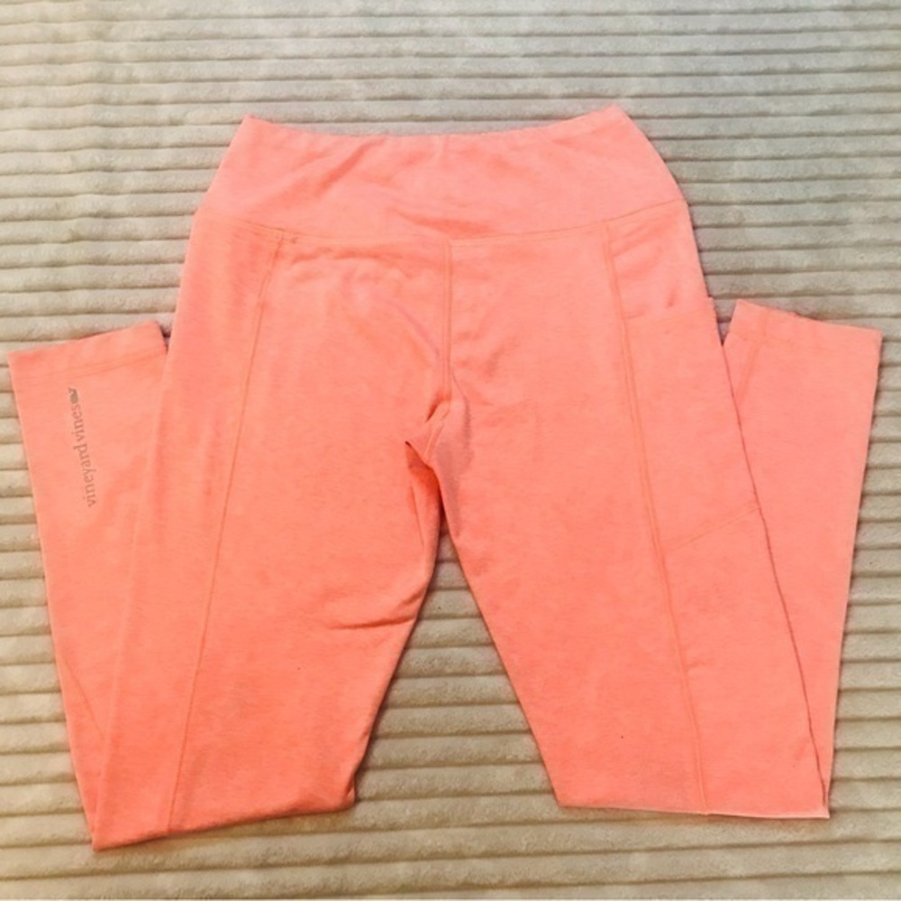 Vineyard Vines Neon Orange Heather High Rise Pocket Leggings Women’s size XS